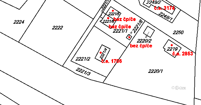Skvrňany 1706, Plzeň na parcele st. 2221/4 v KÚ Skvrňany, Katastrální mapa