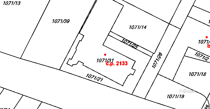 Místek 2133, Frýdek-Místek na parcele st. 1071/31 v KÚ Místek, Katastrální mapa
