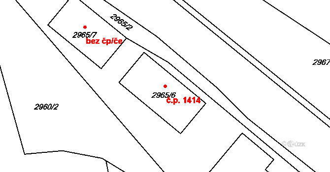 Bystřice nad Pernštejnem 1414 na parcele st. 2965/6 v KÚ Bystřice nad Pernštejnem, Katastrální mapa