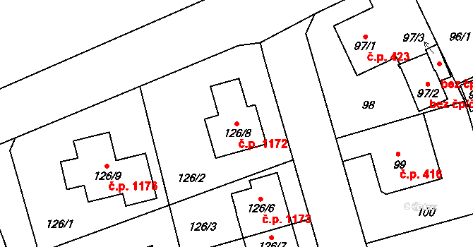 Liberec XIV-Ruprechtice 1172, Liberec na parcele st. 126/8 v KÚ Ruprechtice, Katastrální mapa
