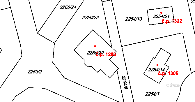 Kylešovice 1286, Opava na parcele st. 2250/29 v KÚ Kylešovice, Katastrální mapa