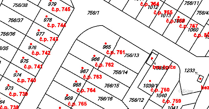 Líbeznice 762 na parcele st. 966 v KÚ Líbeznice, Katastrální mapa