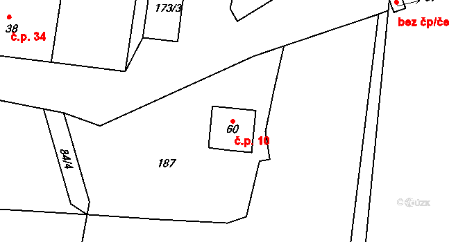 Milá 10, Bečov na parcele st. 60 v KÚ Milá, Katastrální mapa
