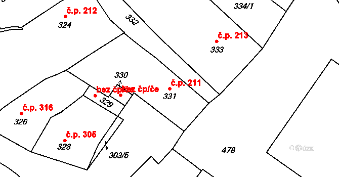 Horní Benešov 211 na parcele st. 331 v KÚ Horní Benešov, Katastrální mapa