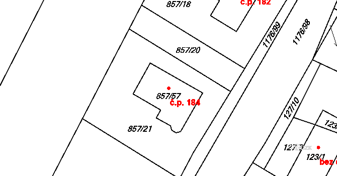 Holubov 184 na parcele st. 857/57 v KÚ Holubov, Katastrální mapa