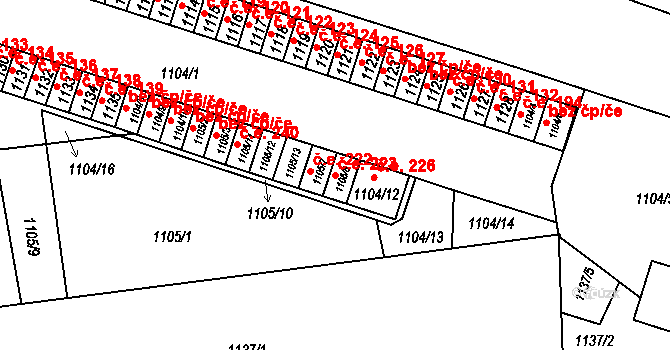 Hrádek nad Nisou 223 na parcele st. 1105/8 v KÚ Hrádek nad Nisou, Katastrální mapa
