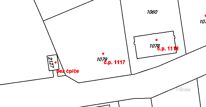 Mariánské Hory 1117, Ostrava na parcele st. 1079 v KÚ Mariánské Hory, Katastrální mapa