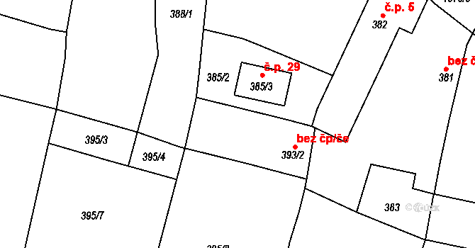 Meclov 39228444 na parcele st. 393/2 v KÚ Mašovice u Meclova, Katastrální mapa
