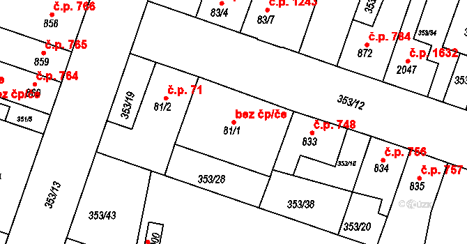 Lysá nad Labem 40089444 na parcele st. 81/1 v KÚ Lysá nad Labem, Katastrální mapa