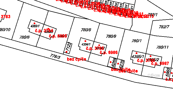 Zlín 3785 na parcele st. 4394/1 v KÚ Zlín, Katastrální mapa