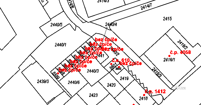 Chomutov 42155444 na parcele st. 2441 v KÚ Chomutov I, Katastrální mapa
