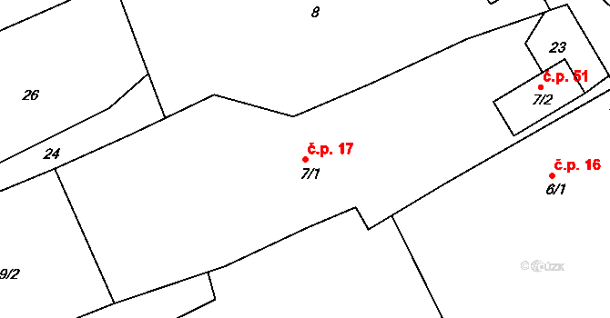 Košetice 17, Velké Heraltice na parcele st. 7/1 v KÚ Košetice ve Slezsku, Katastrální mapa