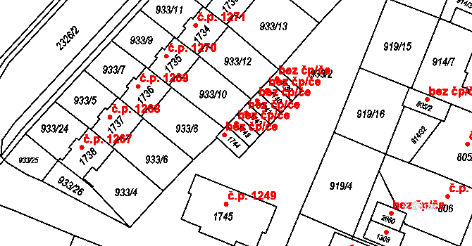 Opava 43793444 na parcele st. 1743 v KÚ Kateřinky u Opavy, Katastrální mapa