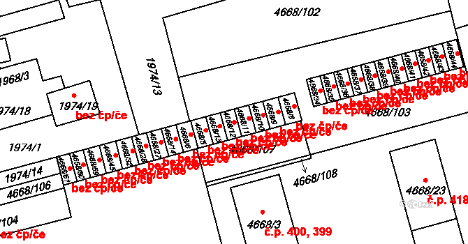 Vysoké Mýto 45500444 na parcele st. 4668/12 v KÚ Vysoké Mýto, Katastrální mapa