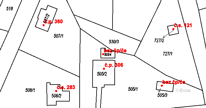 Olomučany 46032444 na parcele st. 505/4 v KÚ Olomučany, Katastrální mapa
