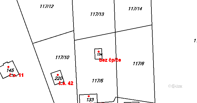 Chlístov 49359444 na parcele st. 134 v KÚ Chlístov u Benešova, Katastrální mapa