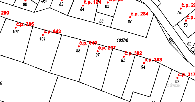 Drnovice 297 na parcele st. 97 v KÚ Drnovice u Vyškova, Katastrální mapa