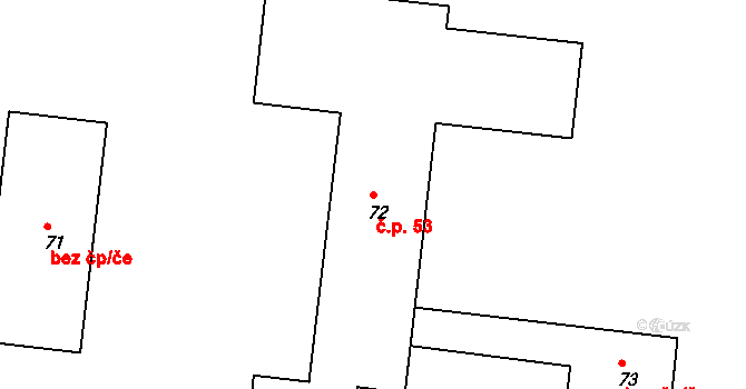 Strážovice 53, Pačejov na parcele st. 72 v KÚ Strážovice u Pačejova, Katastrální mapa