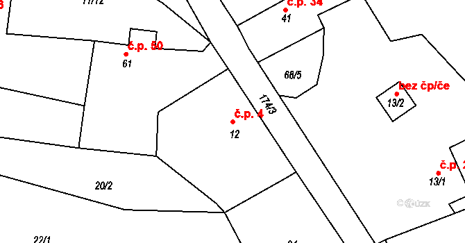 Míčov 4, Míčov-Sušice na parcele st. 12 v KÚ Míčov, Katastrální mapa