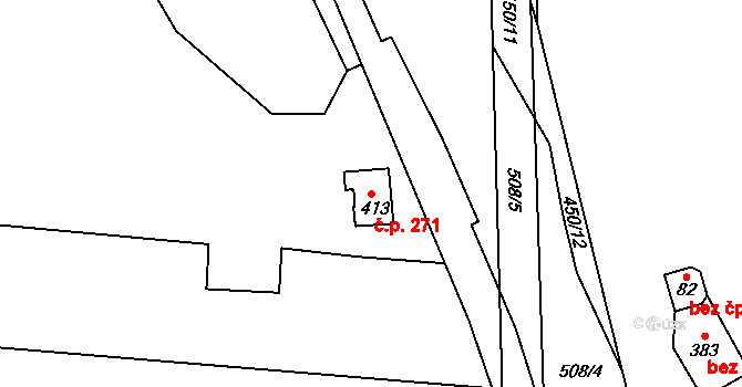 Přerov III-Lověšice 271, Přerov na parcele st. 413 v KÚ Lověšice u Přerova, Katastrální mapa
