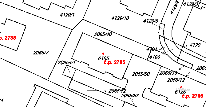 Rakovník II 2785, Rakovník na parcele st. 6105 v KÚ Rakovník, Katastrální mapa