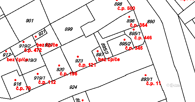 Dřevohostice 90594444 na parcele st. 897 v KÚ Dřevohostice, Katastrální mapa