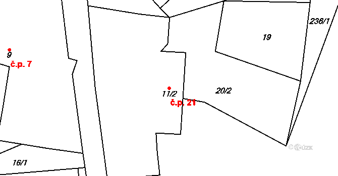 Broumova Lhota 21, Krásná Hora na parcele st. 11/2 v KÚ Broumova Lhota, Katastrální mapa