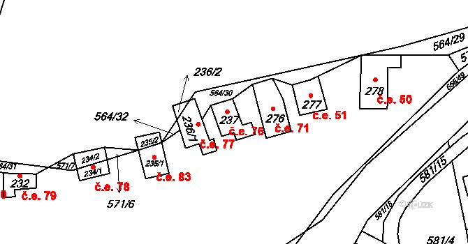 Šťáhlavice 76, Šťáhlavy na parcele st. 237 v KÚ Šťáhlavice, Katastrální mapa