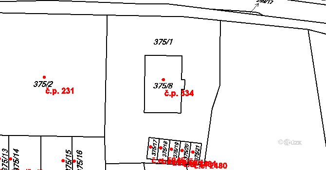 Oblekovice 334, Znojmo na parcele st. 375/8 v KÚ Oblekovice, Katastrální mapa
