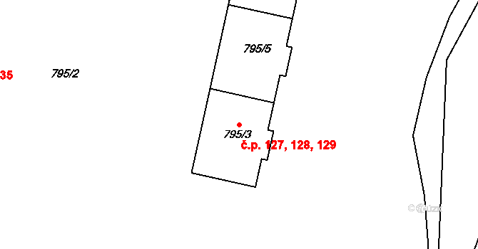 Šipší 127,128,129, Kutná Hora na parcele st. 795/3 v KÚ Sedlec u Kutné Hory, Katastrální mapa