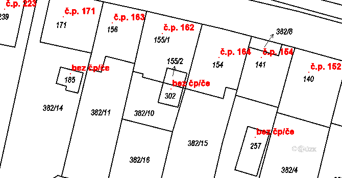 Velemín 118582445 na parcele st. 155/2 v KÚ Velemín, Katastrální mapa