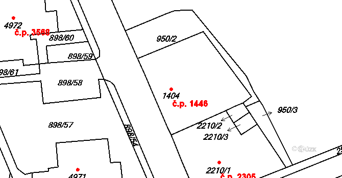 Jablonec nad Nisou 1446 na parcele st. 1404 v KÚ Jablonec nad Nisou, Katastrální mapa