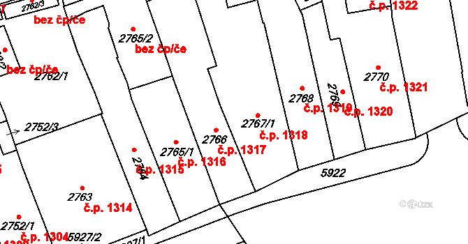 Jihlava 1318 na parcele st. 2767/1 v KÚ Jihlava, Katastrální mapa