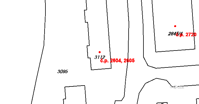 Kročehlavy 2604,2605, Kladno na parcele st. 3112 v KÚ Kročehlavy, Katastrální mapa
