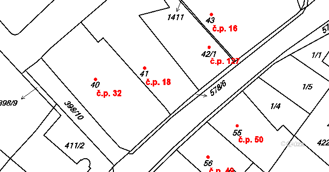 Kyškovice 18 na parcele st. 41 v KÚ Kyškovice, Katastrální mapa