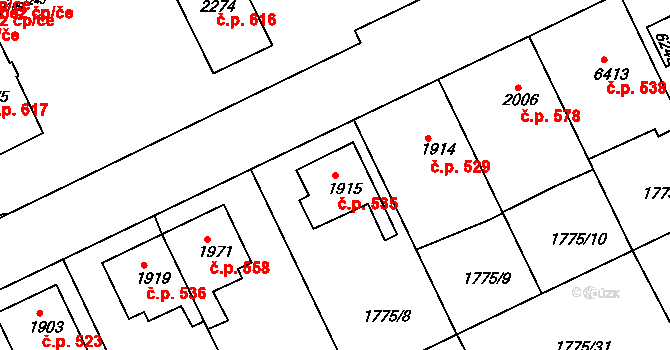 Chrudim III 535, Chrudim na parcele st. 1915 v KÚ Chrudim, Katastrální mapa