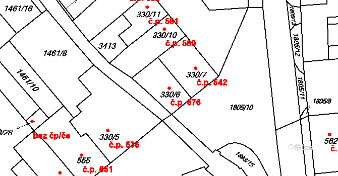 Předměstí 576, Svitavy na parcele st. 330/6 v KÚ Svitavy-předměstí, Katastrální mapa