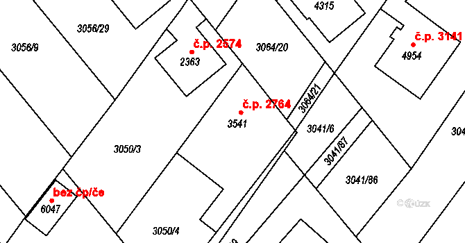 Břeclav 2764 na parcele st. 3541 v KÚ Břeclav, Katastrální mapa