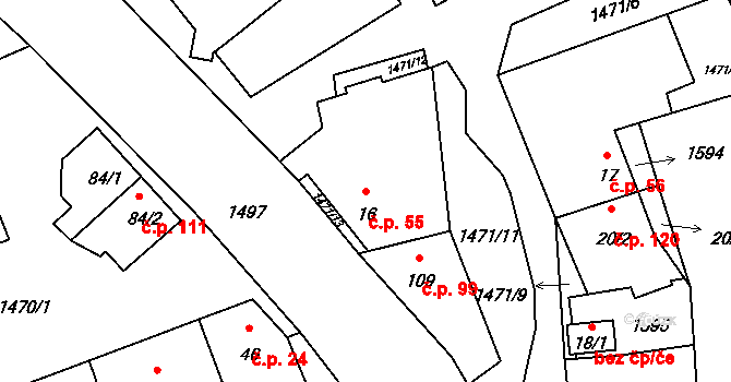 Lipenec 55, Lipno na parcele st. 16 v KÚ Lipenec, Katastrální mapa
