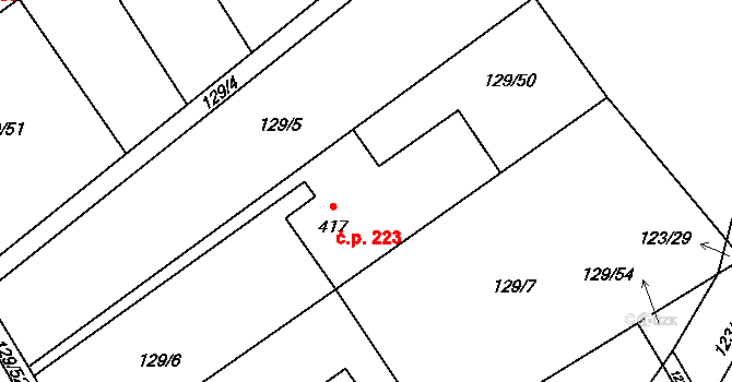Milíkov 223 na parcele st. 417 v KÚ Milíkov u Jablunkova, Katastrální mapa
