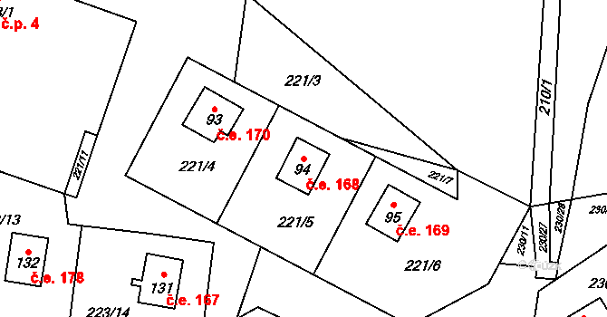 Malý Ratmírov 168, Blažejov na parcele st. 94 v KÚ Malý Ratmírov, Katastrální mapa