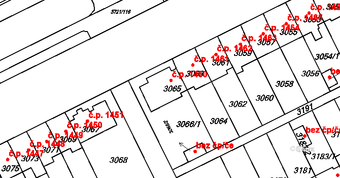Záběhlice 1460, Praha na parcele st. 3065 v KÚ Záběhlice, Katastrální mapa