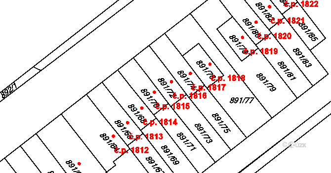 Krč 1816, Praha na parcele st. 891/72 v KÚ Krč, Katastrální mapa