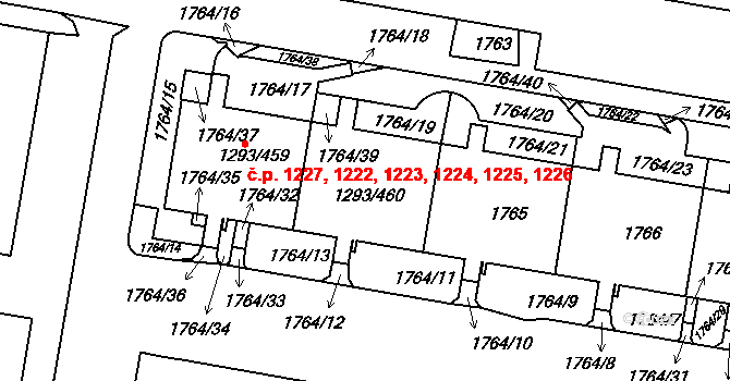 Řepy 1223, Praha na parcele st. 1293/464 v KÚ Řepy, Katastrální mapa