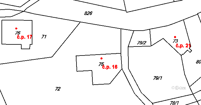Lhota 16, Trutnov na parcele st. 75 v KÚ Lhota u Trutnova, Katastrální mapa