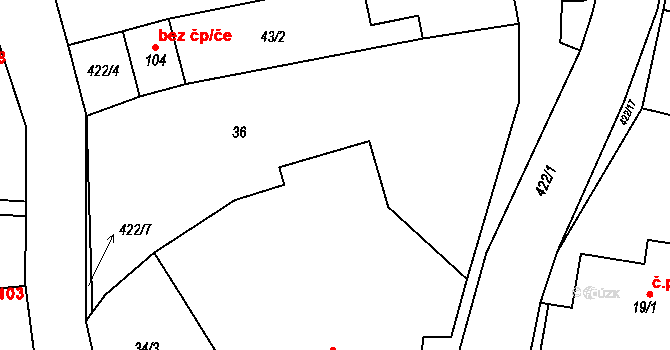 Červený Hrádek 17, Bečváry na parcele st. 22 v KÚ Červený Hrádek u Bečvár, Katastrální mapa