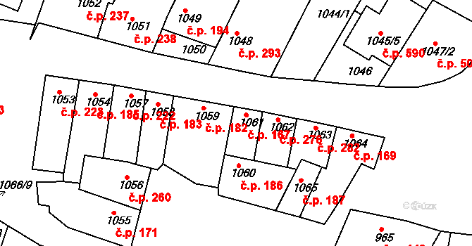 Blučina 167 na parcele st. 1061 v KÚ Blučina, Katastrální mapa
