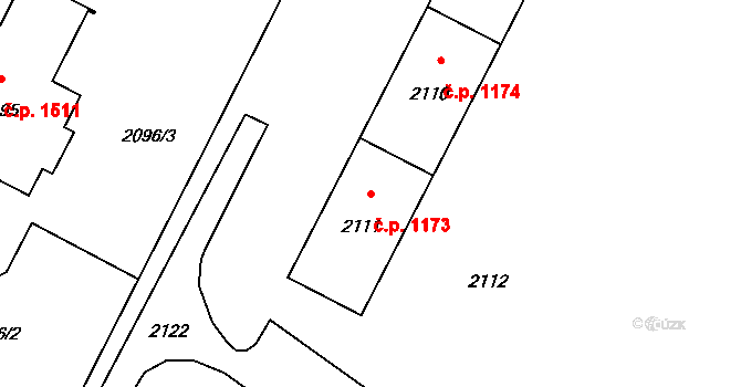 Město 1173, Havířov na parcele st. 2111 v KÚ Havířov-město, Katastrální mapa