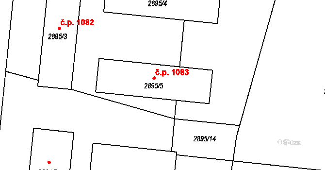 Lovosice 1083 na parcele st. 2895/5 v KÚ Lovosice, Katastrální mapa