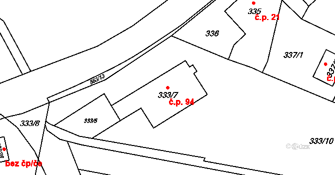 Děčín XII-Vilsnice 94, Děčín na parcele st. 333/7 v KÚ Vilsnice, Katastrální mapa